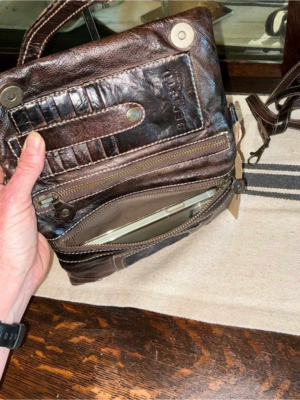 NWT Bed Stu Cadence Wallet Wristlet Crossbody Bag Teak Tiesta Di Moro Rustic 179 - Picture 11 of 14